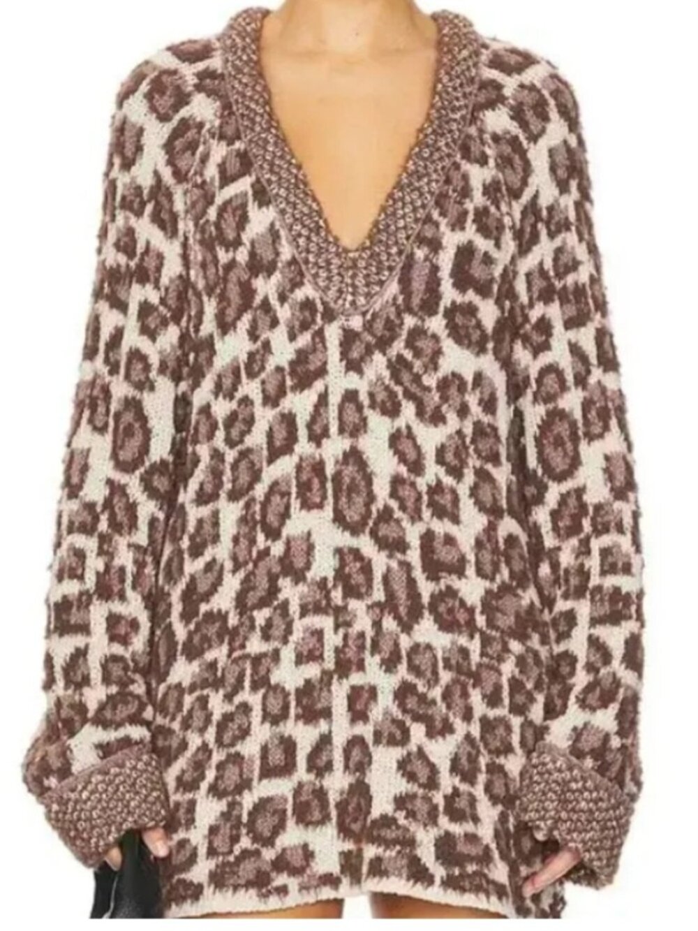 NWT Free People Little Animal Pullover in Grey Antler Combo Size XS Oversized